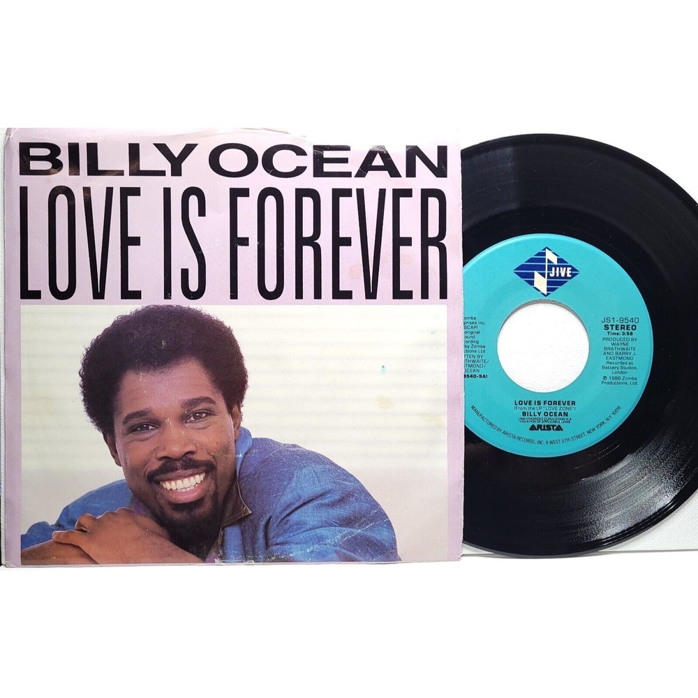 Billy Ocean 45 RPM w/PS “Love Is Forever / Dancefloor” Jive VG+/M‑ Soul Disco